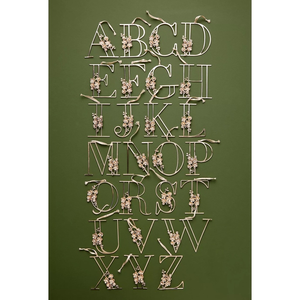 Anthropologie Floral Monogram Ornament